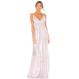 Sabina Musayev Fiona Lilac Metallic Maxi Dress XS Evening